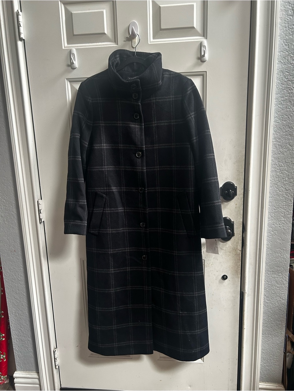 Lauren Ralph Lauren Black and Gray Plaid Wool Coat Sz 12